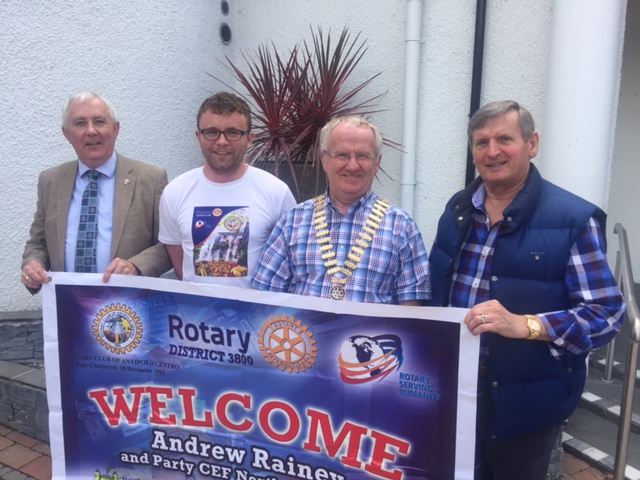 Past President Ken Rainey with his son Andrew , President Kenny fisher and Past President Ivan Kee